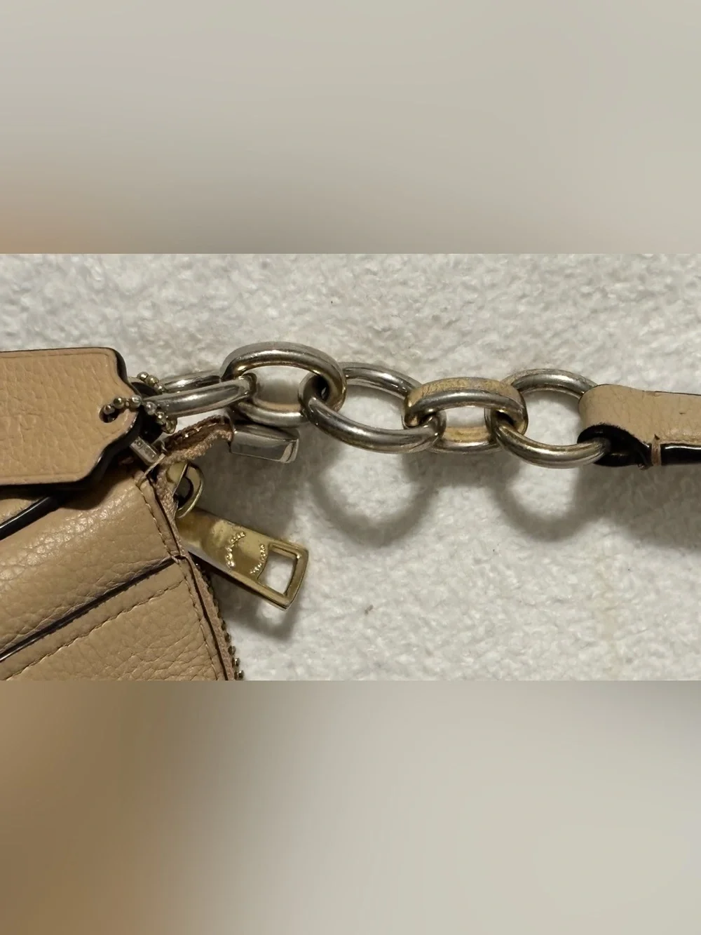 Coach Tan Pebbled Leather Shoulder Bag with Gold Hardware